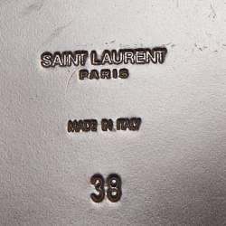 Pre Owned Saint Laurent Mustard Yellow Leather Tribute Flat Sandals Size 38