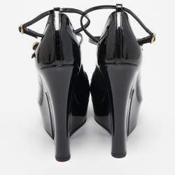 Saint Laurent Black Patent Leather Block Heel Pumps Size 36