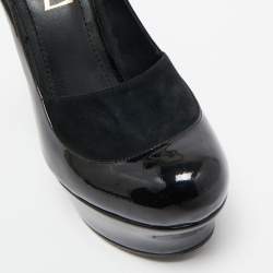 Saint Laurent Black Patent Leather Block Heel Pumps Size 36