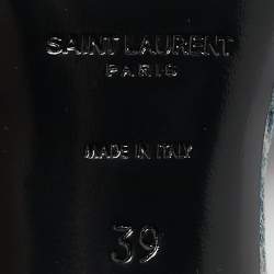 Saint Laurent Blue Monogram Denim LA 16 Slide Sandals Size 39
