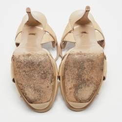 Saint Laurent Beige Patent Leather Tribute Sandals Size 39