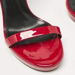 Saint Laurent Red Patent Leather Jane Ankle Strap Sandals Size 38