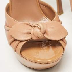 Pre Owned Saint Laurent Brown Patent Leather Ankle Strap Sandals Size 38.5