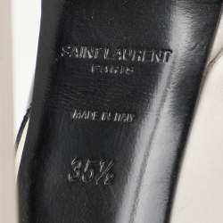 Saint Laurent Paris White/Black Leather and Patent Leather Janis Pumps Size 35.5