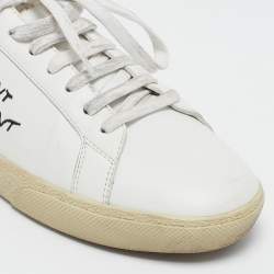 Pre Owned Saint Laurent White Leather Court Classic SL/06 Sneakers Size 40.5