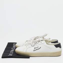 Pre Owned Saint Laurent White Leather Court Classic SL/06 Sneakers Size 40.5