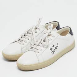 Pre Owned Saint Laurent White Leather Court Classic SL/06 Sneakers Size 40.5
