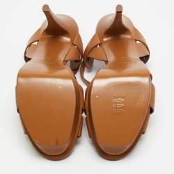 Saint Laurent Brown Leather Tribute Sandals Size 40