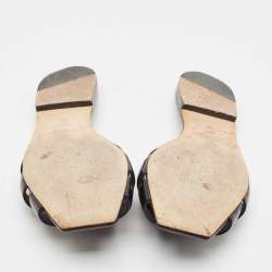 Pre Owned Saint Laurent Black Patent Leather Tribute Flat Slides Size 36