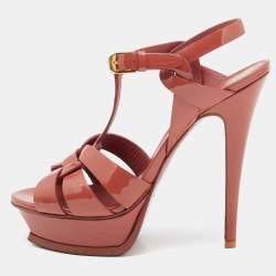 Saint Laurent Pink Patent Leather Tribute  Sandals Size 37.5