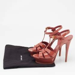Saint Laurent Pink Patent Leather Tribute  Sandals Size 37.5