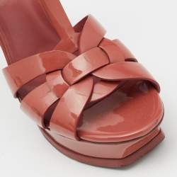 Saint Laurent Pink Patent Leather Tribute  Sandals Size 37.5