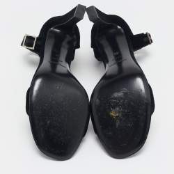 Pre Owned Saint Laurent Black Velvet Grace Sandals Size 38