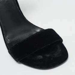 Pre Owned Saint Laurent Black Velvet Grace Sandals Size 38
