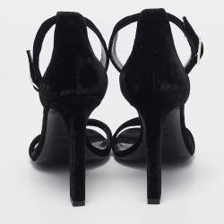 Pre Owned Saint Laurent Black Velvet Grace Sandals Size 38