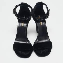 Pre Owned Saint Laurent Black Velvet Grace Sandals Size 38