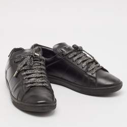 Saint Laurent Black Leather Ayers Signature Court Lips Sneakers Size 37 