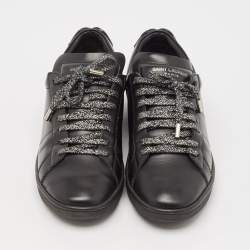 Saint Laurent Black Leather Ayers Signature Court Lips Sneakers Size 37 
