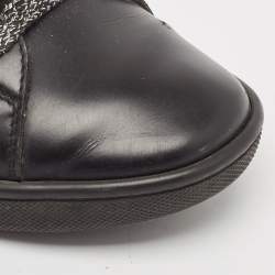 Saint Laurent Black Leather Ayers Signature Court Lips Sneakers Size 37 