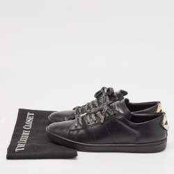 Saint Laurent Black Leather Ayers Signature Court Lips Sneakers Size 37 