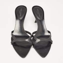 Pre Owned Saint Laurent Black Leather Carla Sandals Size 38