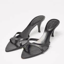 Pre Owned Saint Laurent Black Leather Carla Sandals Size 38