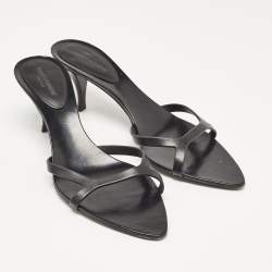 Pre Owned Saint Laurent Black Leather Carla Sandals Size 38