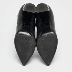 Saint Laurent Black Leather Lou Ankle Boots Size 38.5
