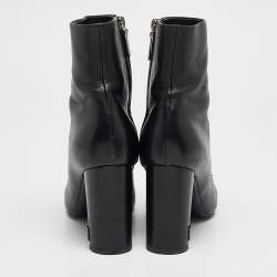 Saint Laurent Black Leather Lou Ankle Boots Size 38.5