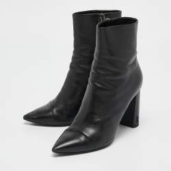 Saint Laurent Black Leather Lou Ankle Boots Size 38.5