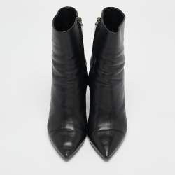 Saint Laurent Black Leather Lou Ankle Boots Size 38.5