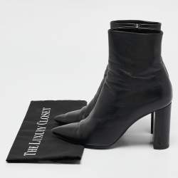 Saint Laurent Black Leather Lou Ankle Boots Size 38.5