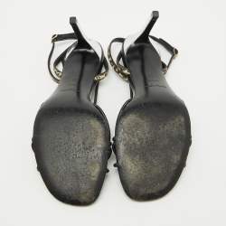 Saint Laurent Black Leather Ankle Strap Sandals Size 39