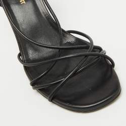 Saint Laurent Black Leather Ankle Strap Sandals Size 39