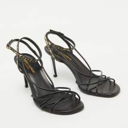Saint Laurent Black Leather Ankle Strap Sandals Size 39