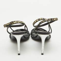 Saint Laurent Black Leather Ankle Strap Sandals Size 39