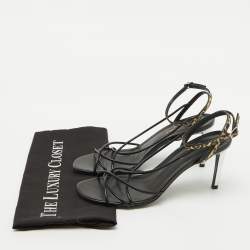 Saint Laurent Black Leather Ankle Strap Sandals Size 39