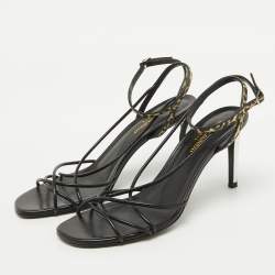 Saint Laurent Black Leather Ankle Strap Sandals Size 39
