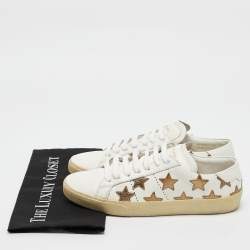 Saint Laurent White/Gold Leather Star Court Classic California Sneakers Size 40