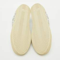 Saint Laurent Silver/White Leather Star Alpha Low Top Sneakers Size 38