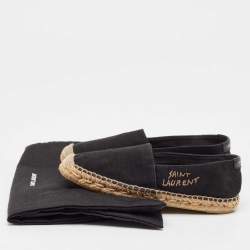 Saint Laurent Black Canvas Embroidered Espadrille Flats Size 36