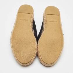 Saint Laurent Black Canvas Embroidered Espadrille Flats Size 36