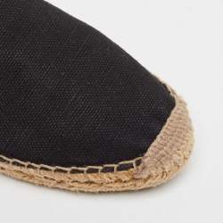 Saint Laurent Black Canvas Embroidered Espadrille Flats Size 36