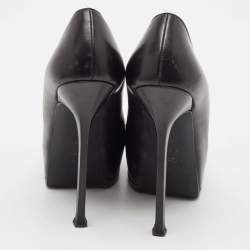 Saint Laurent Black Leather and Patent Leather Tribtoo Platform Pumps Size 40