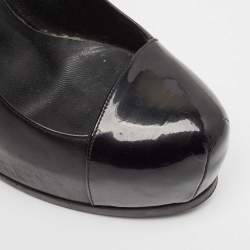 Saint Laurent Black Leather and Patent Leather Tribtoo Platform Pumps Size 40