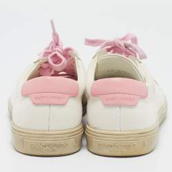 Saint Laurent Off White/Pink Canvas and Leather Andy Low Top Sneakers Size 38.5