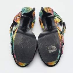 Saint Laurent Multicolor Python Embossed Leather Tribute Sandals Size 39.5