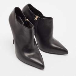 Saint Laurent Black Leather Pointed Toe Ankle Length Boots Size 40