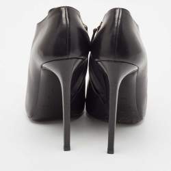 Saint Laurent Black Leather Pointed Toe Ankle Length Boots Size 40