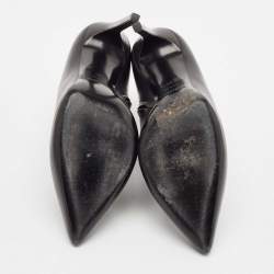 Saint Laurent Black Leather Pointed Toe Ankle Length Boots Size 40